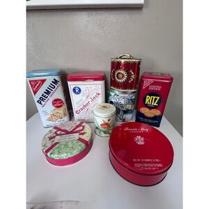 Vintage Advertising Tin Lot Nabisco Cracker Jack Ritz Fannie May Russell Stover